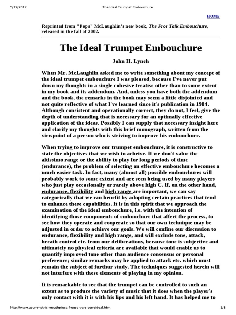 The Ideal Trumpet Embouchure Download Free PDF French Horn Trumpet