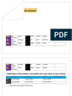 Ahmad Zaim's School Timetable