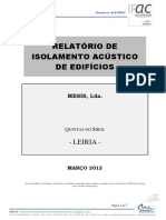 Relatório de Isolamento Acústico de Edificios (MLab)