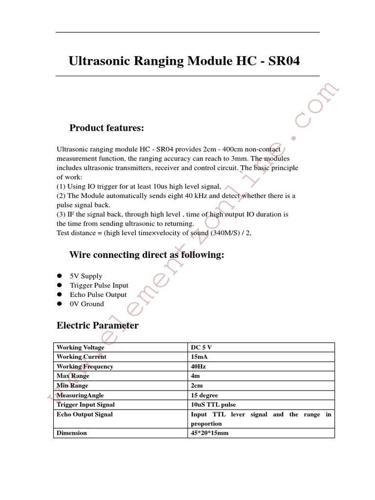 HC-SR04 Ultrasonic PDF | PDF | Ultrasound | Electromagnetism