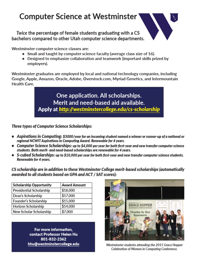 Computer Science Scholarships at Westminster | PDF