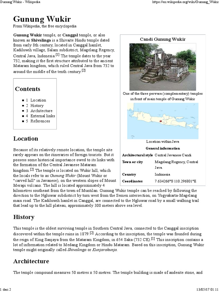 Candi Gunung Wukir | PDF | Religion And Belief