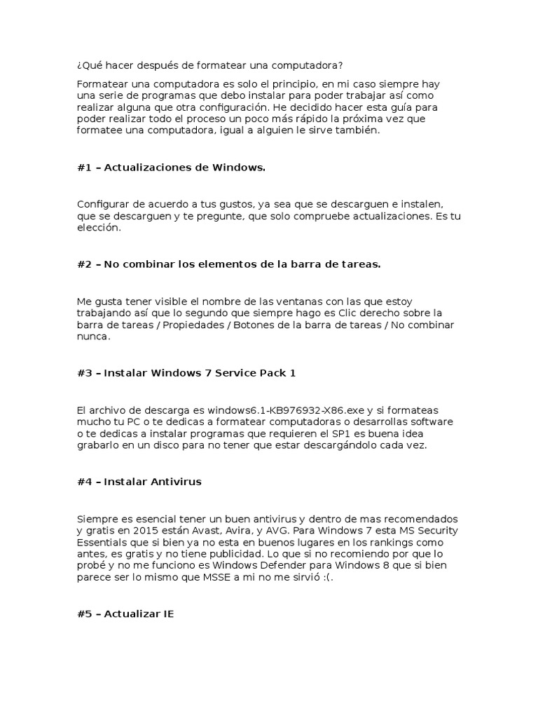 Guía post-formateo de computadora | PDF | Microsoft Windows ...