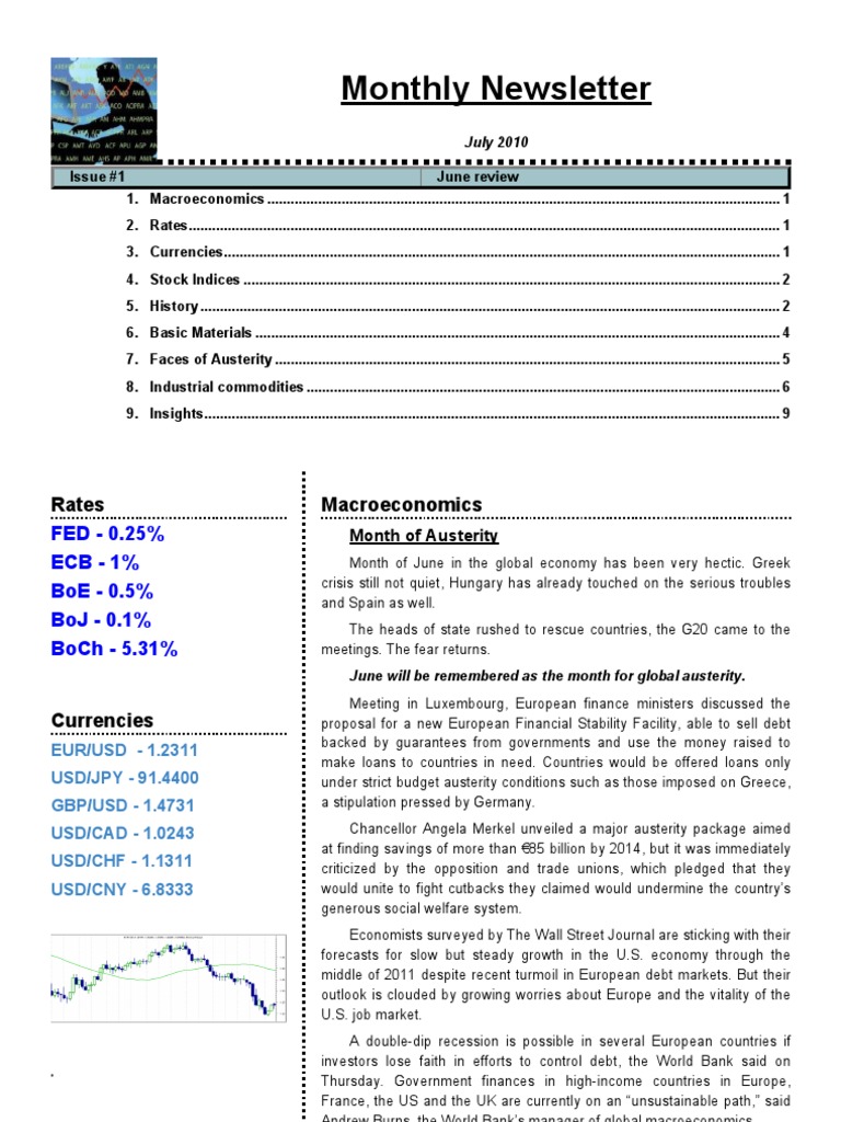 Monthly Newsletter June 2010 | PDF | Great Depression | Austerity
