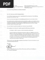 Adam Szubin Letter To Senate Foreign Relations Committee