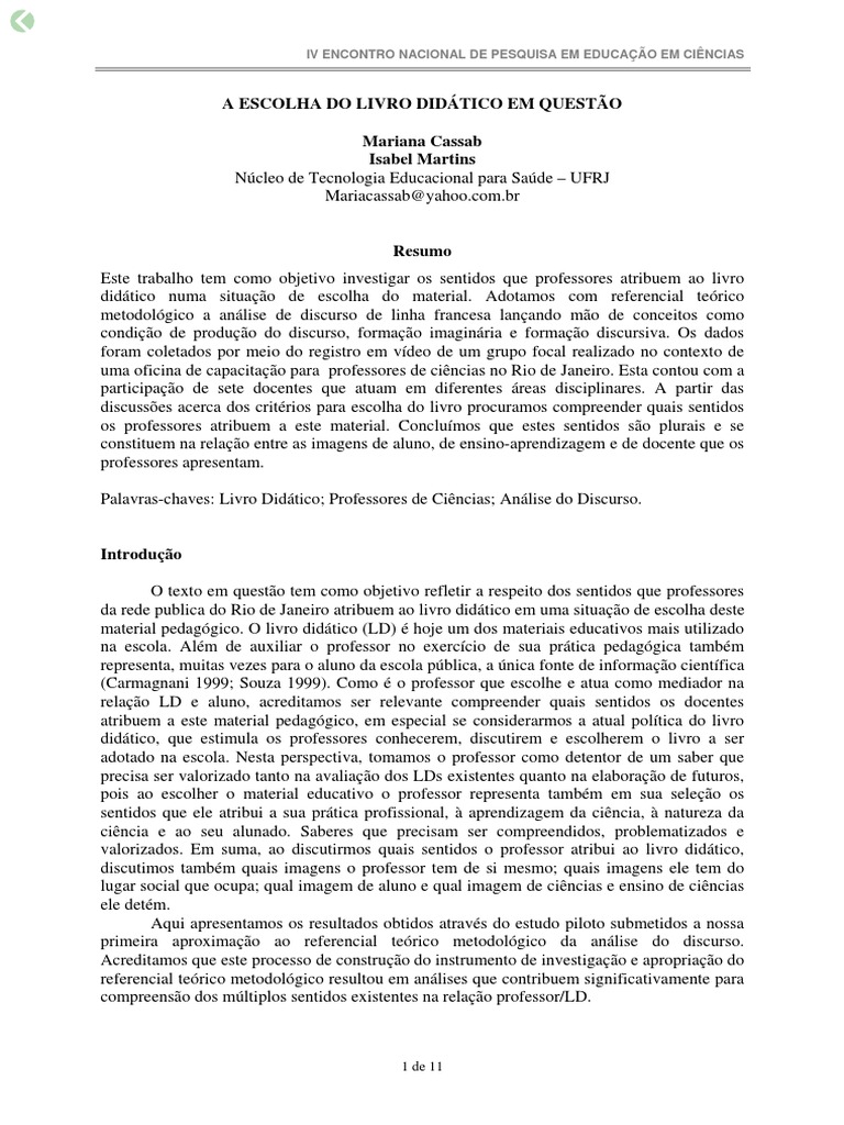 Cassab - A ESCOLHA DO LIVRO DIDÁTICO EM QUESTÃO PDF | PDF | Imagem ...