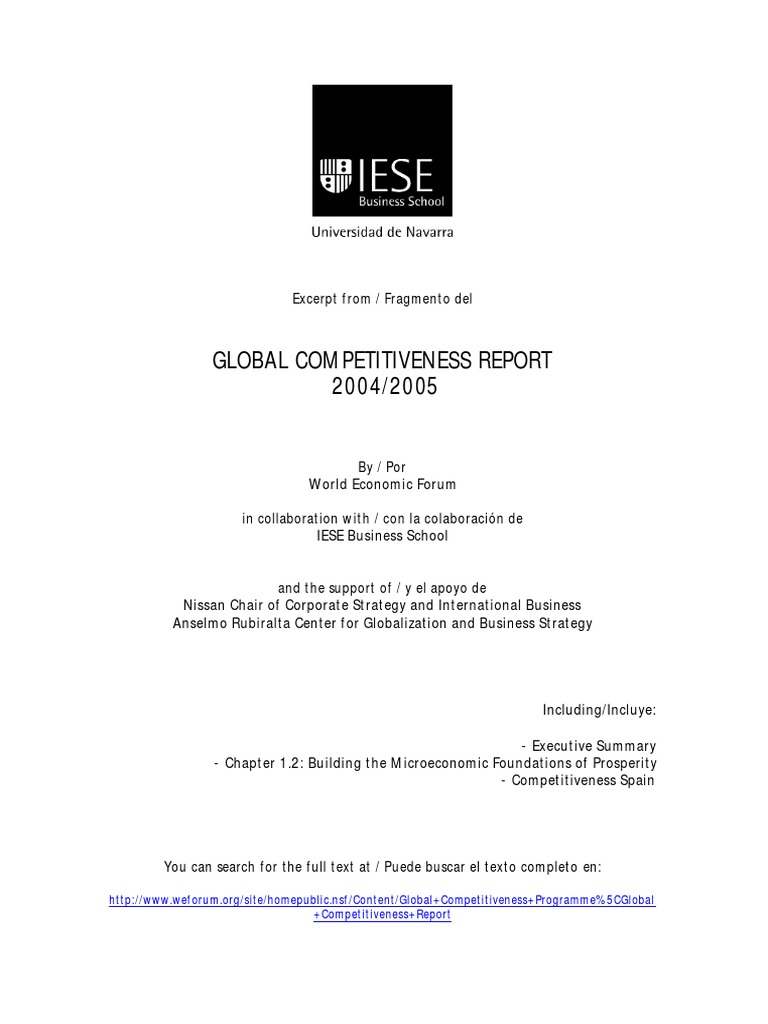 Global Competitiveness Report 2004-2005 | PDF | Competitiveness ...