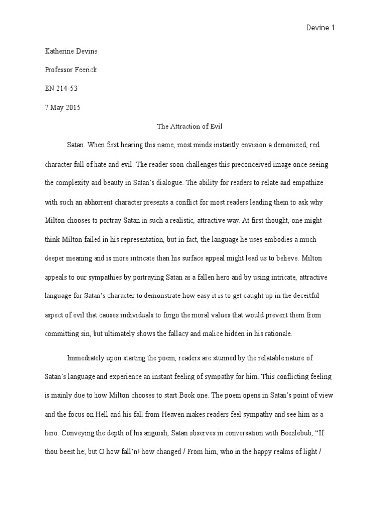 Who is the hero of paradise lost adam or satan image