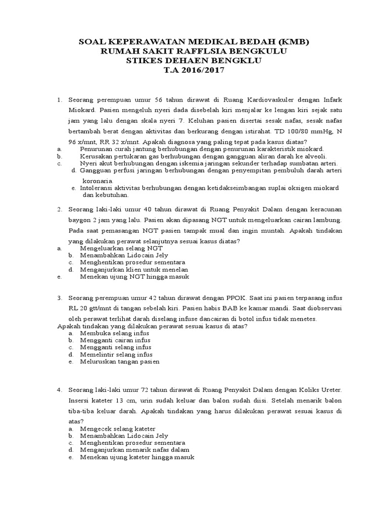 Soal Keperawatan Medikal Bedah 2