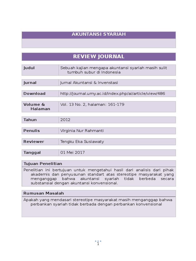 Review Jurnal Akuntansi Syariah