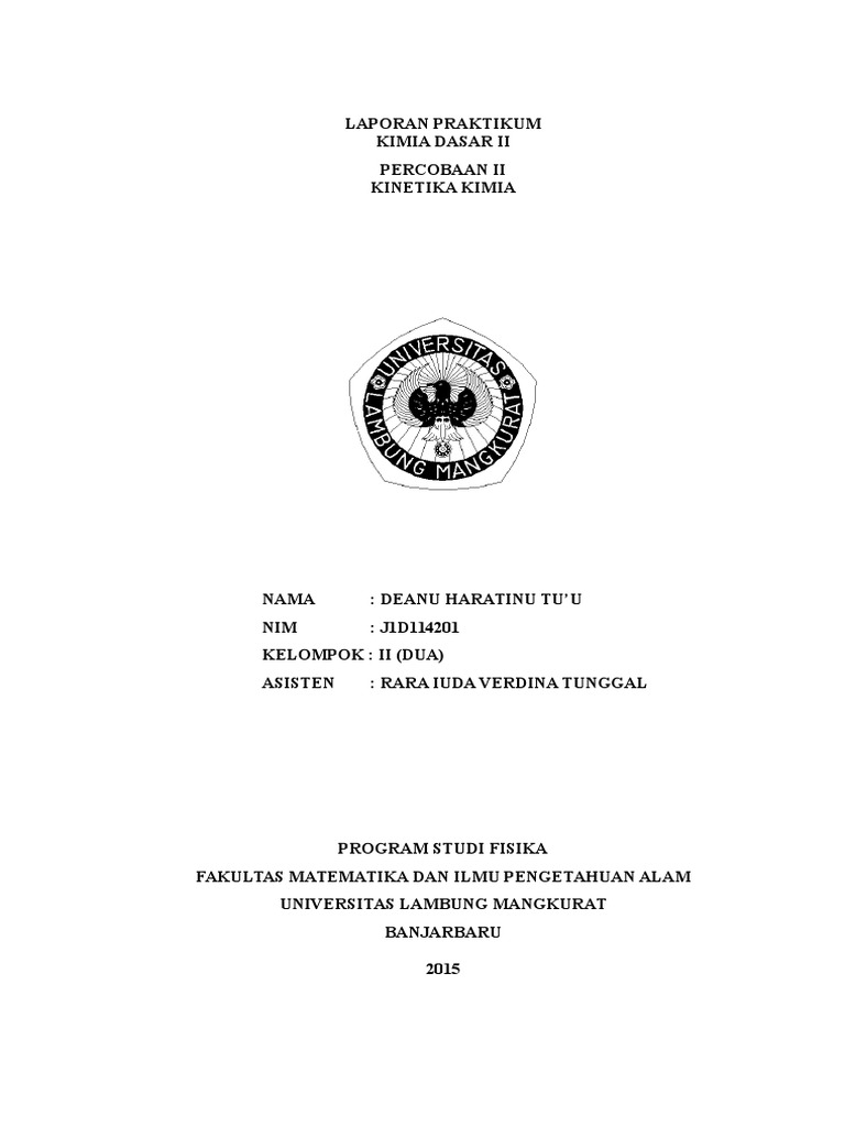 Laporan Praktikum Kinetika Kimia | PDF