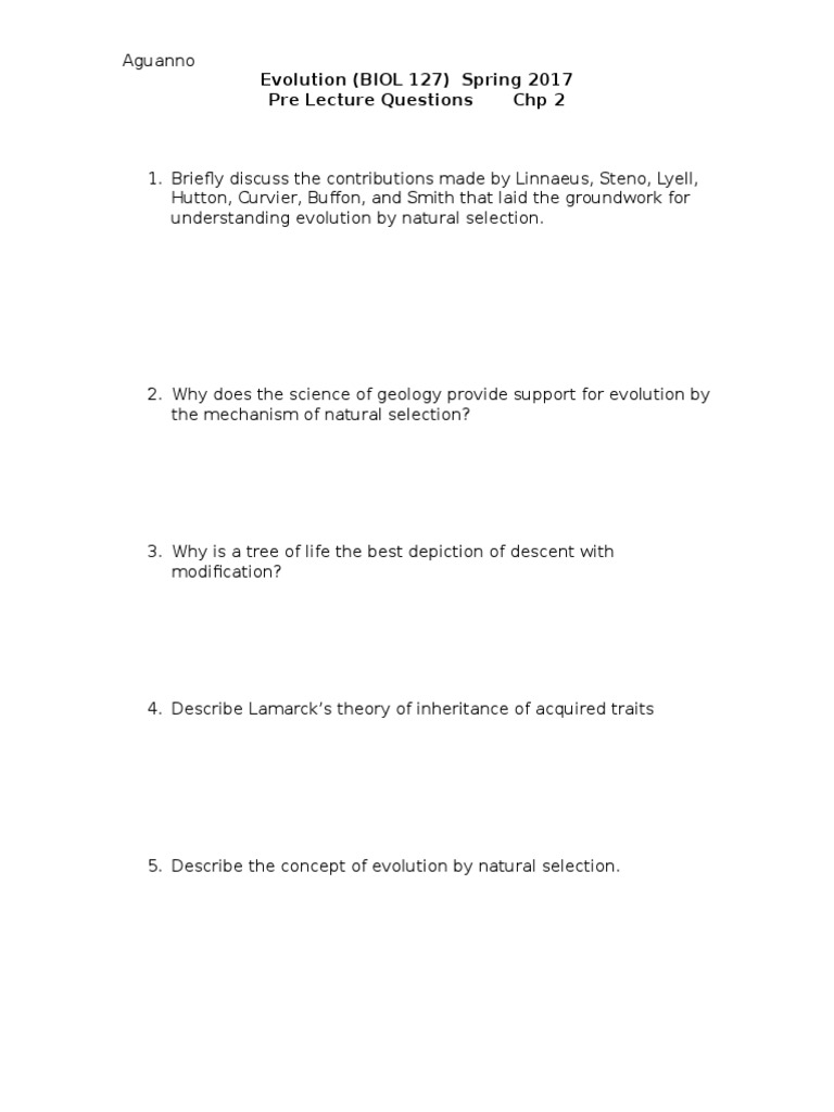 Pre Lecture Question CHP 2 Spring 2017 | PDF
