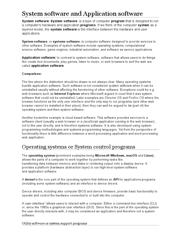System Software and Application Software | PDF | System Software ...