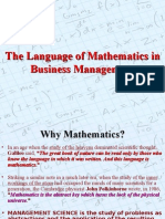 Language of Maths in Management