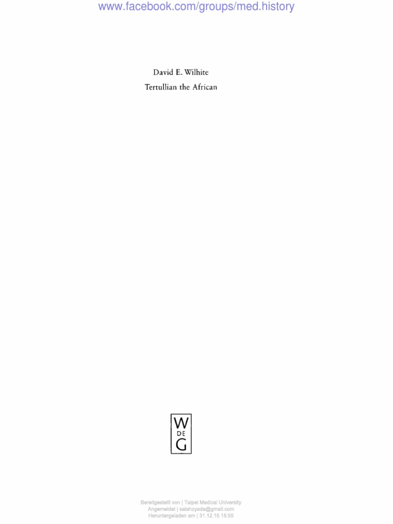 Tertullian The African An Anthropological Reading