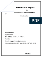 Internship Report on Juvenile Justice Act and Probation of Offenders Act