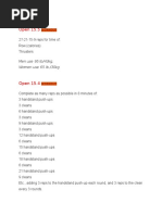 Open 15.5: Men Use 95 lb/43kg. Women Use 65 lb./30kg