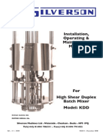 Installation and Maintenance Manual for High Shear Duplex Batch Mixer Model KDD