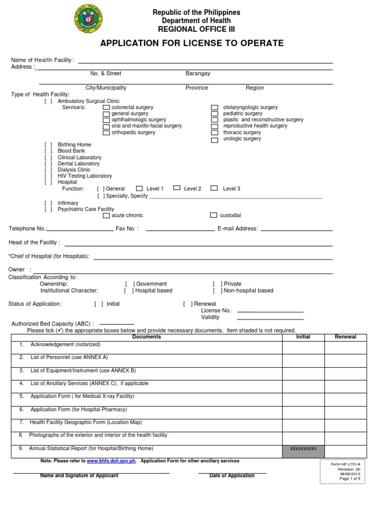 Application For License To Operate: Regional Office Iii | PDF ...