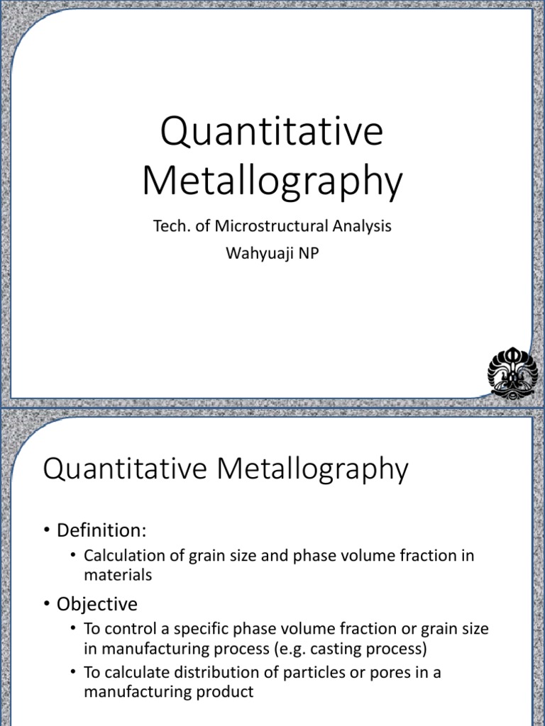 Quantitative Metallography PDF Microstructure Applied And