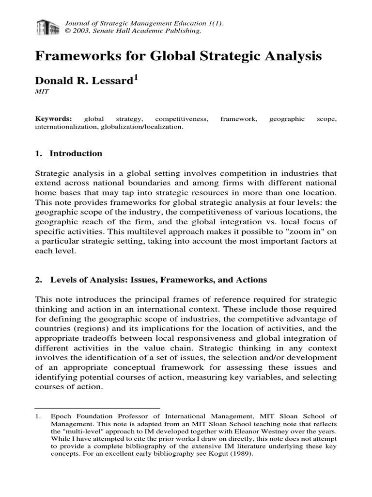 Frameworks For Global Strategic Analysis PDF | PDF ...