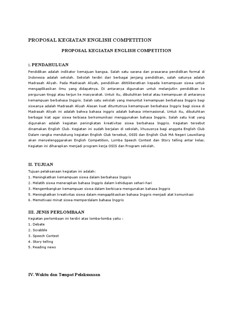 Proposal Kegiatan English Competition