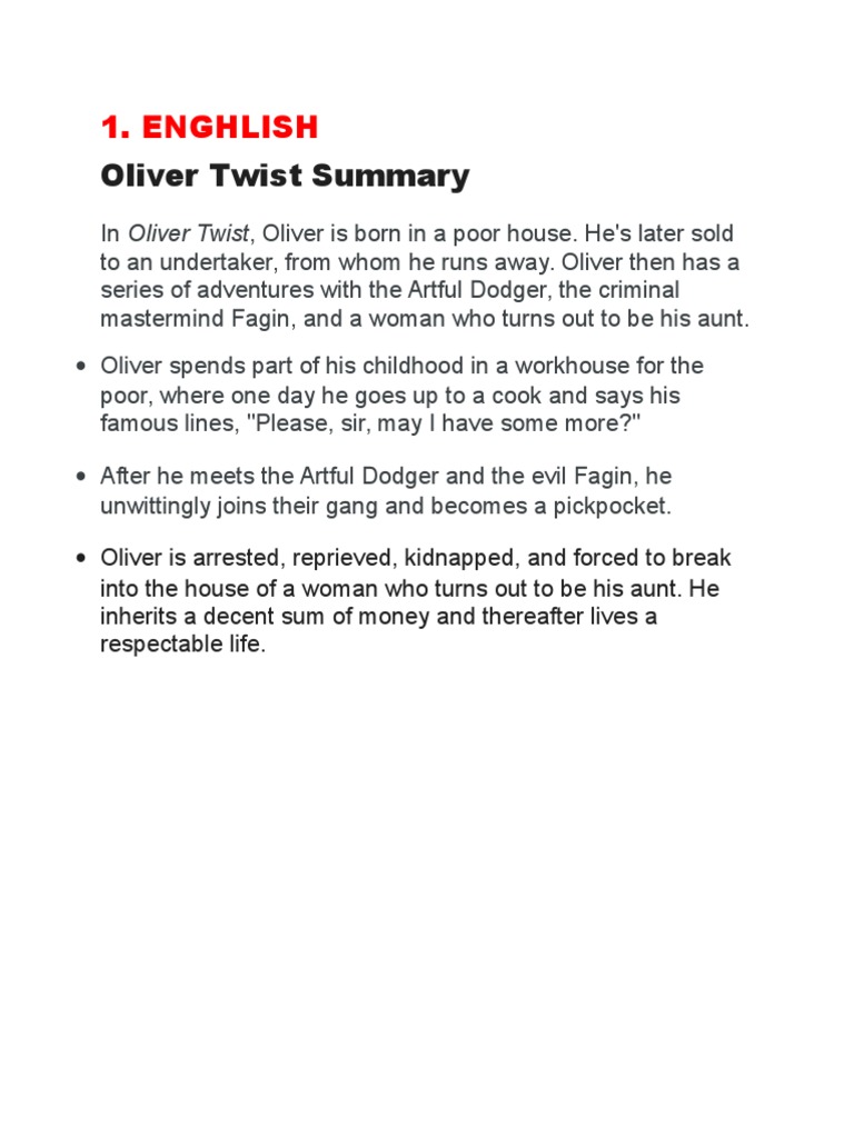 Oliver Twist Summary