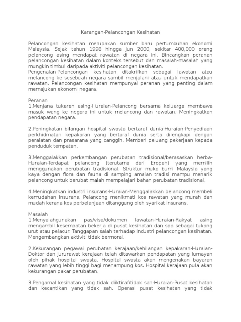 Karangan Pelancongan Kesihatan | PDF