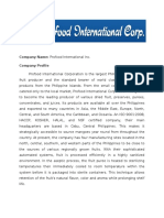 Company Name: Profood International Inc. Company Profile