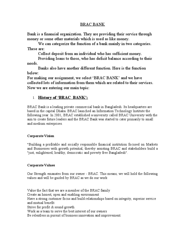 Brac Bank PDF Deposit Account Transaction Account