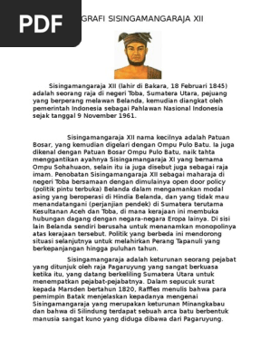 Biografi Sisingamangaraja Xii