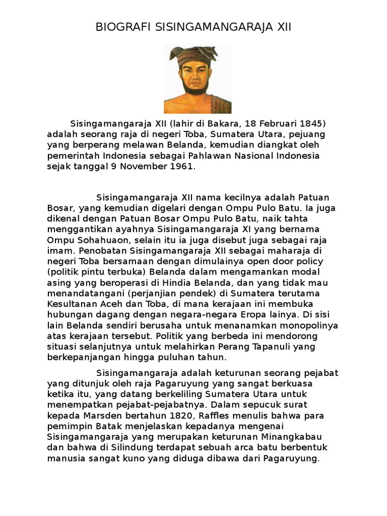 Biografi Sisingamangaraja XII: Pejuang dari Sumatera Utara yang Berjuang untuk Kemerdekaan