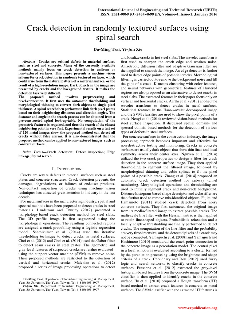 Crack Detection in Randomly Textured Surfaces Using Spiral Search | PDF ...