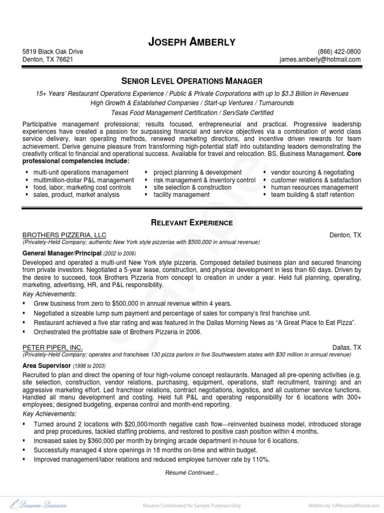 resume Little Caesars Resume free operation manager resume pdf download franchising sales