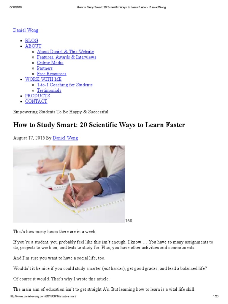 How To Study Smart: 20 Scientific Ways To Learn Faster by Daniel Wong ...