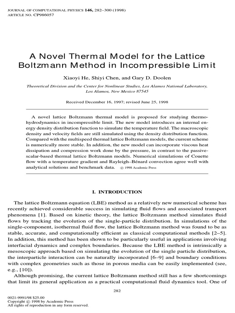 A Novel Thermal Model For The Lattice Boltzmann Method in ...