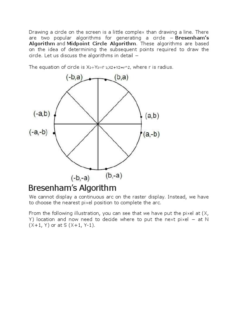 Circle Drawing Algorithms Explained | PDF