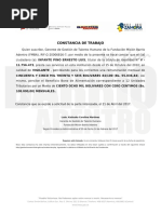 Constancia de Trabajo Barrio Adentro  Venezuela