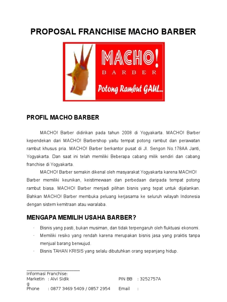 Proposal Usaha Kerjasama Bisnis Franchise Waralaba Macho Barber 2013