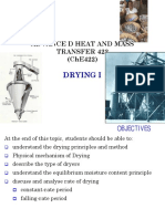 Drying I: Advance D Heat and Mass Transfer 422 (Che422)