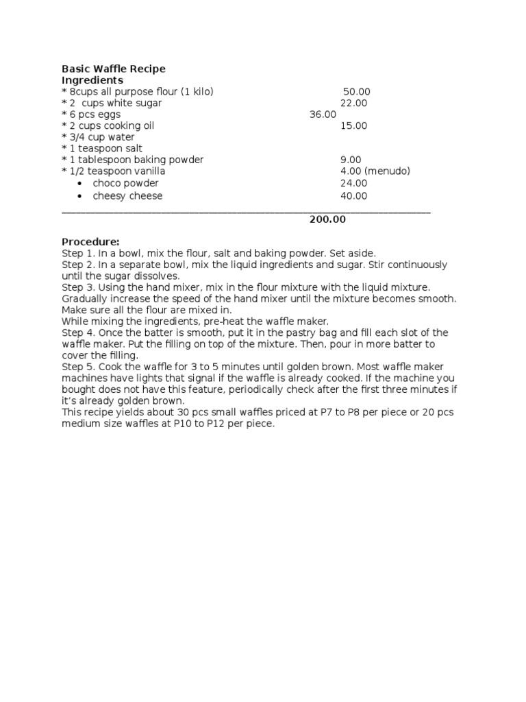 Basic Waffle Recipe PDF