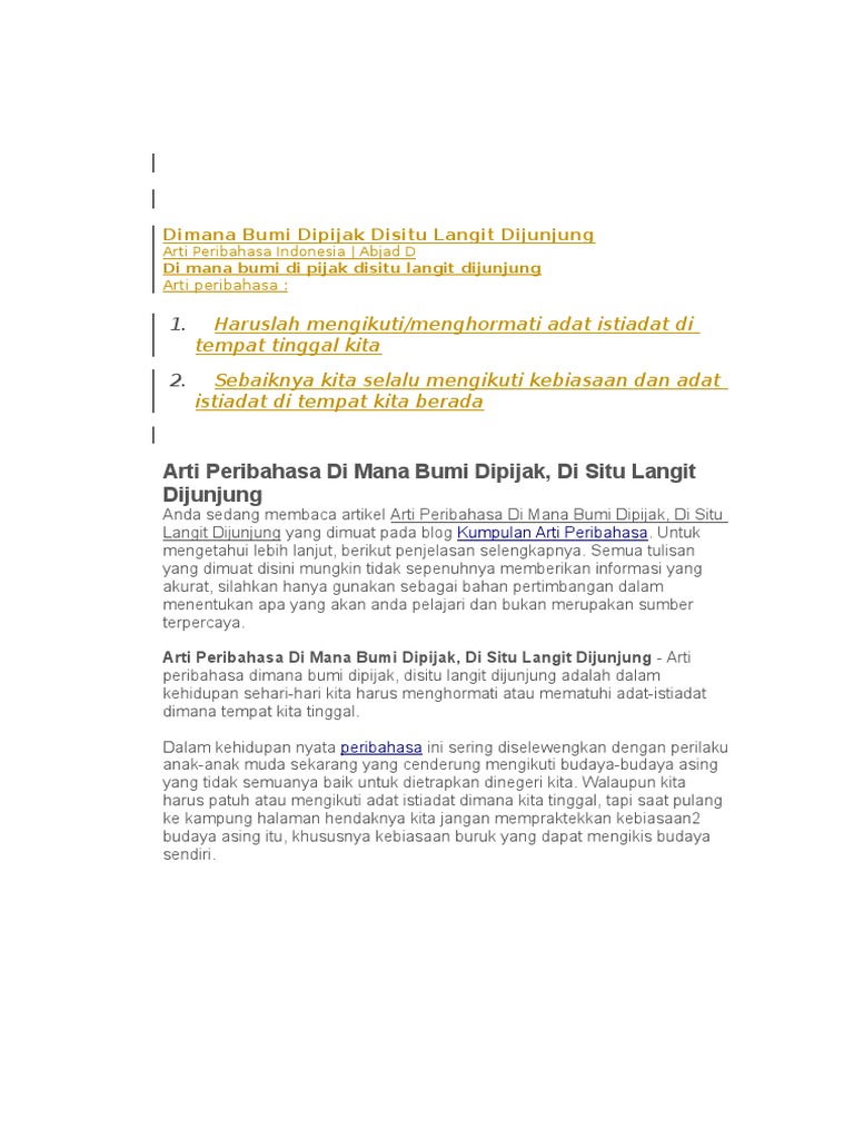 Contoh Ayat Dimana Bumi Dipijak Disitu Beinyu Com