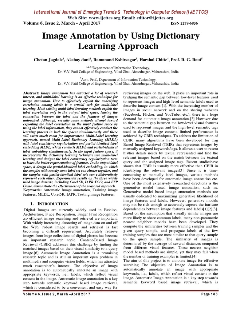 Image Annotation by Using Dictionary Learning Approach | PDF | Computers