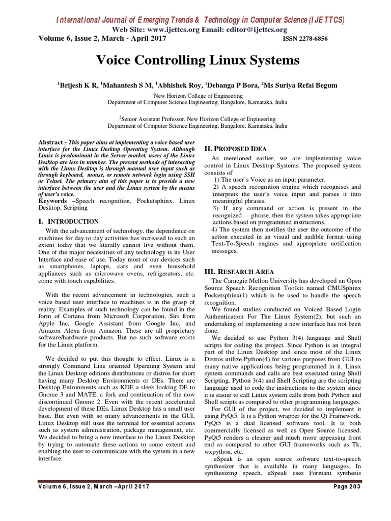 Voice Control for Linux Desktop Systems | PDF