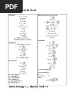 Physics 4 Formula Sheet 2017