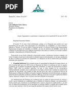 Carta de AFIDRO hacia Luis Vélez (Secretario de la Presidencia de Colombia)