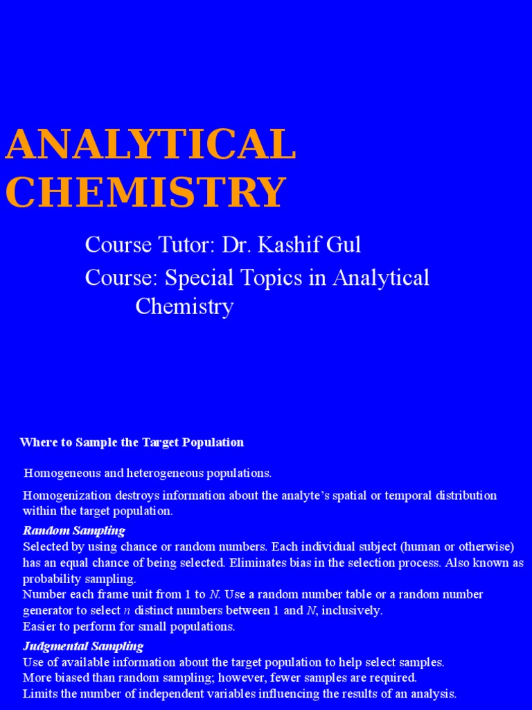 Sampling Techniques in Analytical Chemistry | PDF | Sensitivity ...