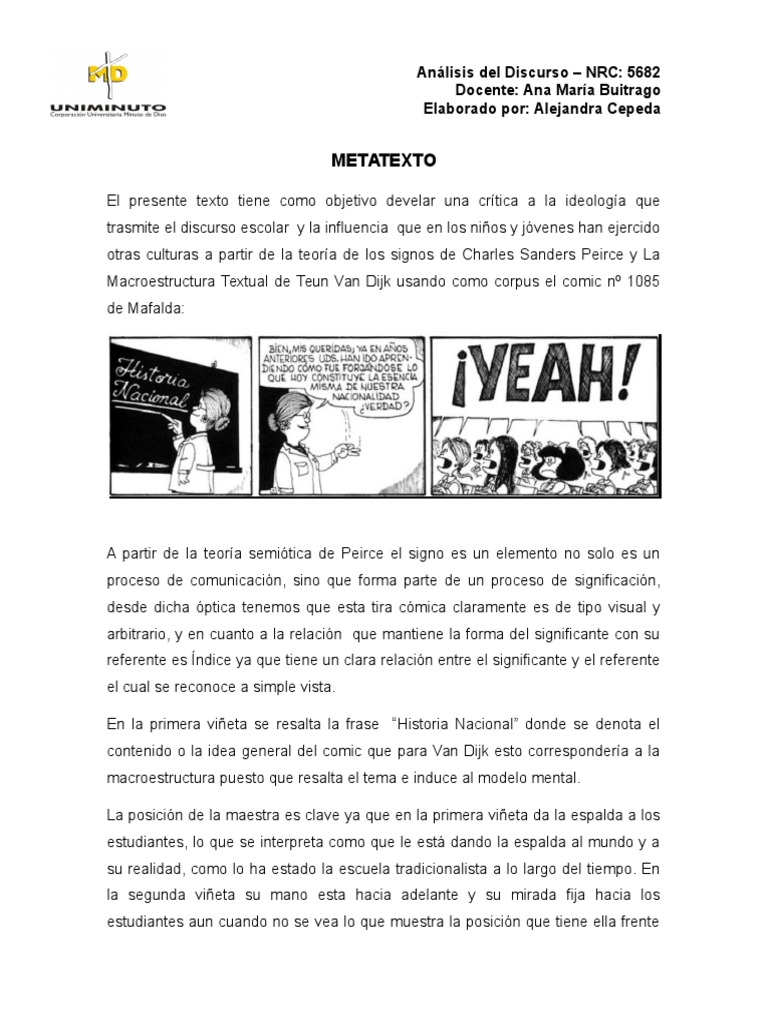 Crítica del Metatexto en Mafalda | PDF | Semiótica | Cómics
