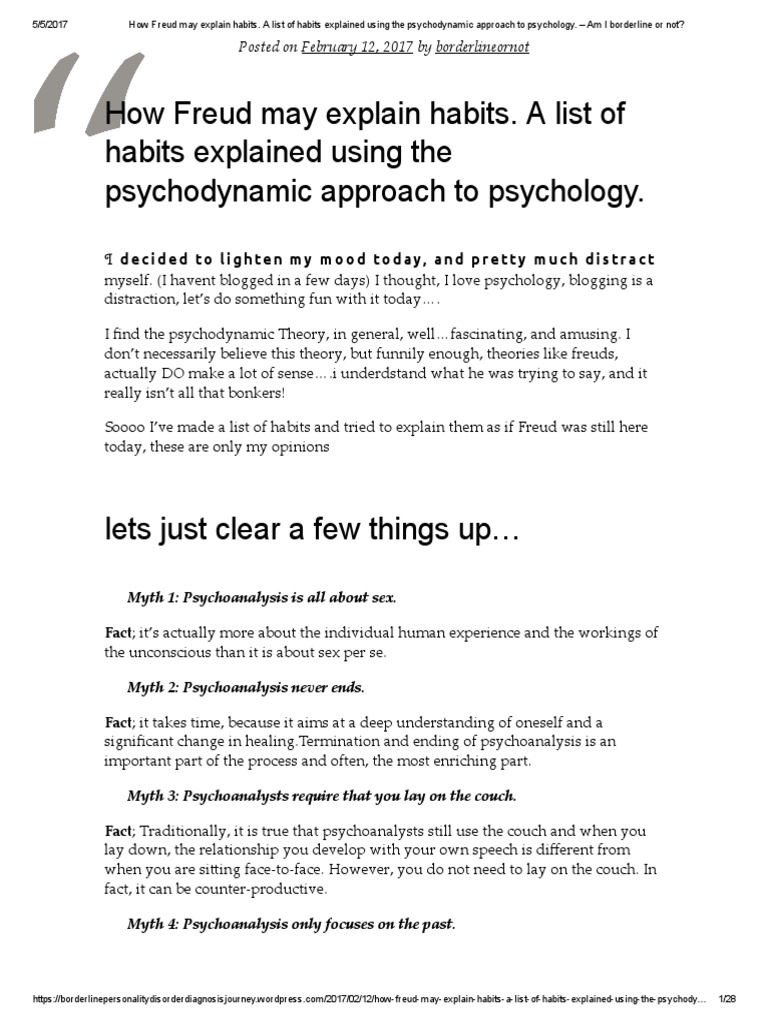 Freud's Psychodynamic View on Habits | PDF | Oedipus Complex ...