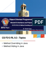 Object-Oriented Programming (CS F213) : BITS Pilani